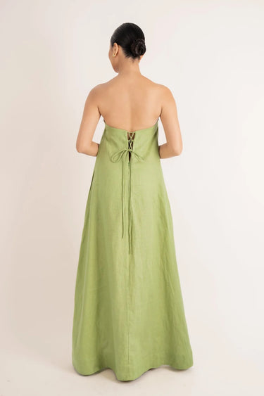 NAYA STRAPLESS DRESS FOREST GREEN - STUDIO JO STORE